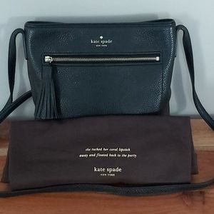 Kate Spade black leather crossbody handbag